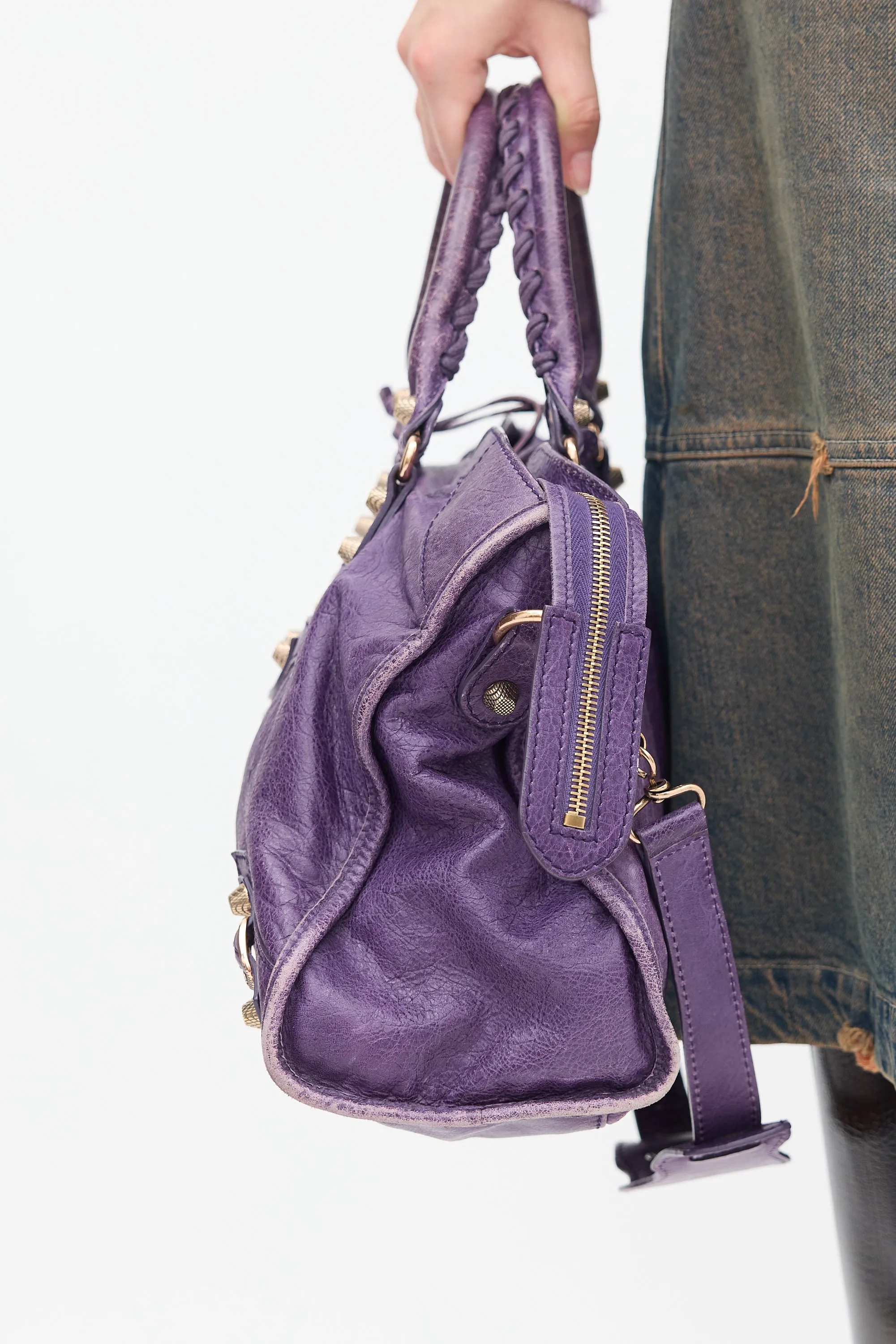 Purple Leather City Bag