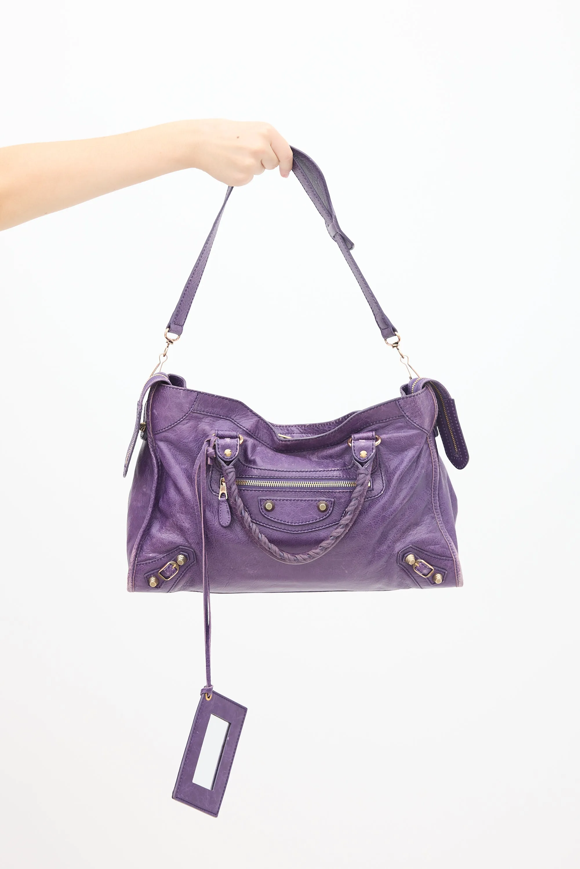Purple Leather City Bag