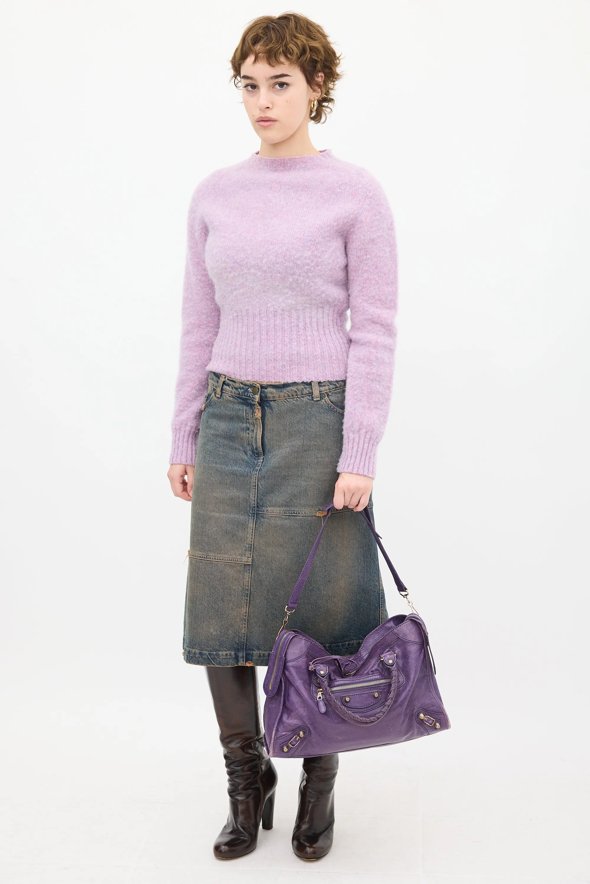 Purple Leather City Bag
