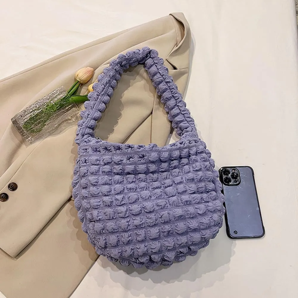 Quilted Pleated Underarm Bags Women Shoulder Bag Puff Tote Bag Bubble Hobo Bag Korean Girls Purse Clutch