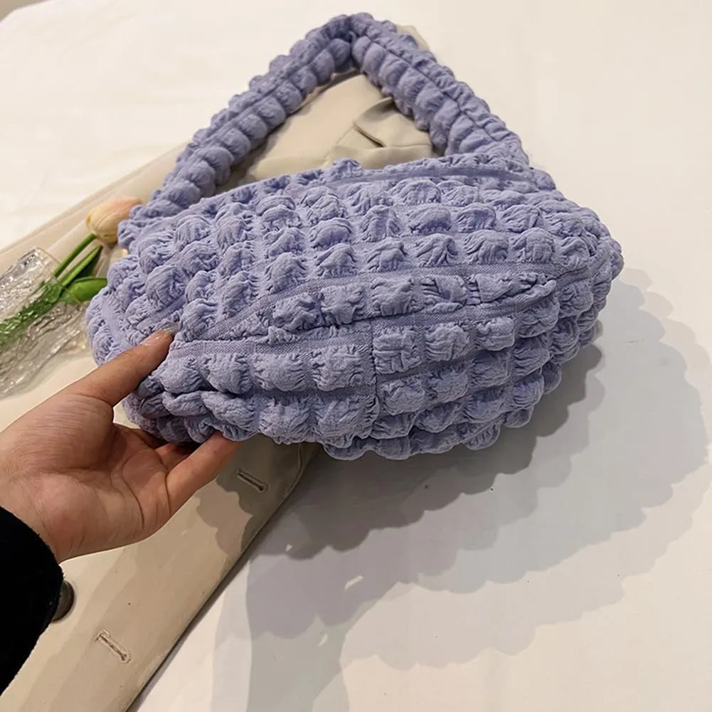 Quilted Pleated Underarm Bags Women Shoulder Bag Puff Tote Bag Bubble Hobo Bag Korean Girls Purse Clutch