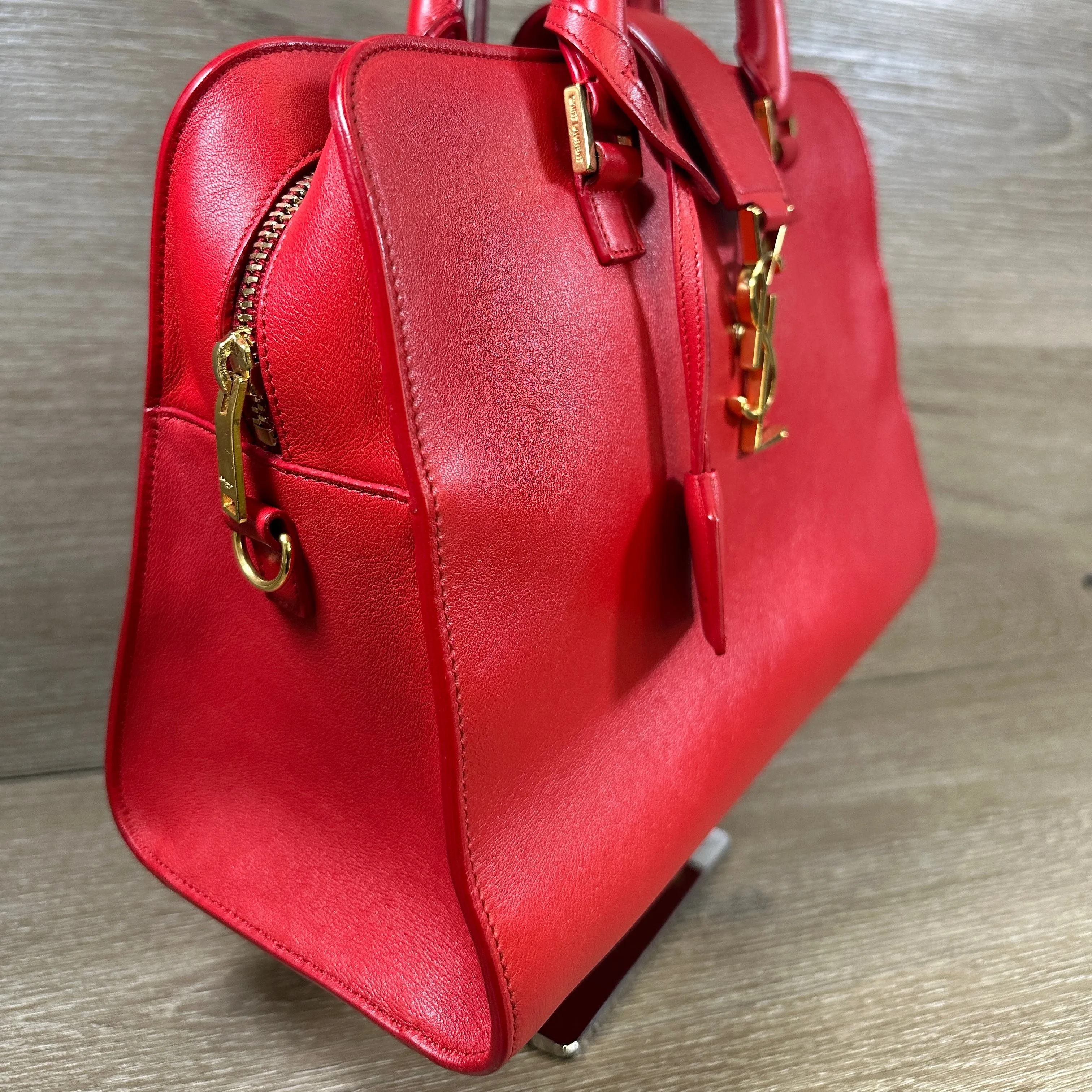 Saint Laurent Calfskin Monogram Baby Cabas - Red