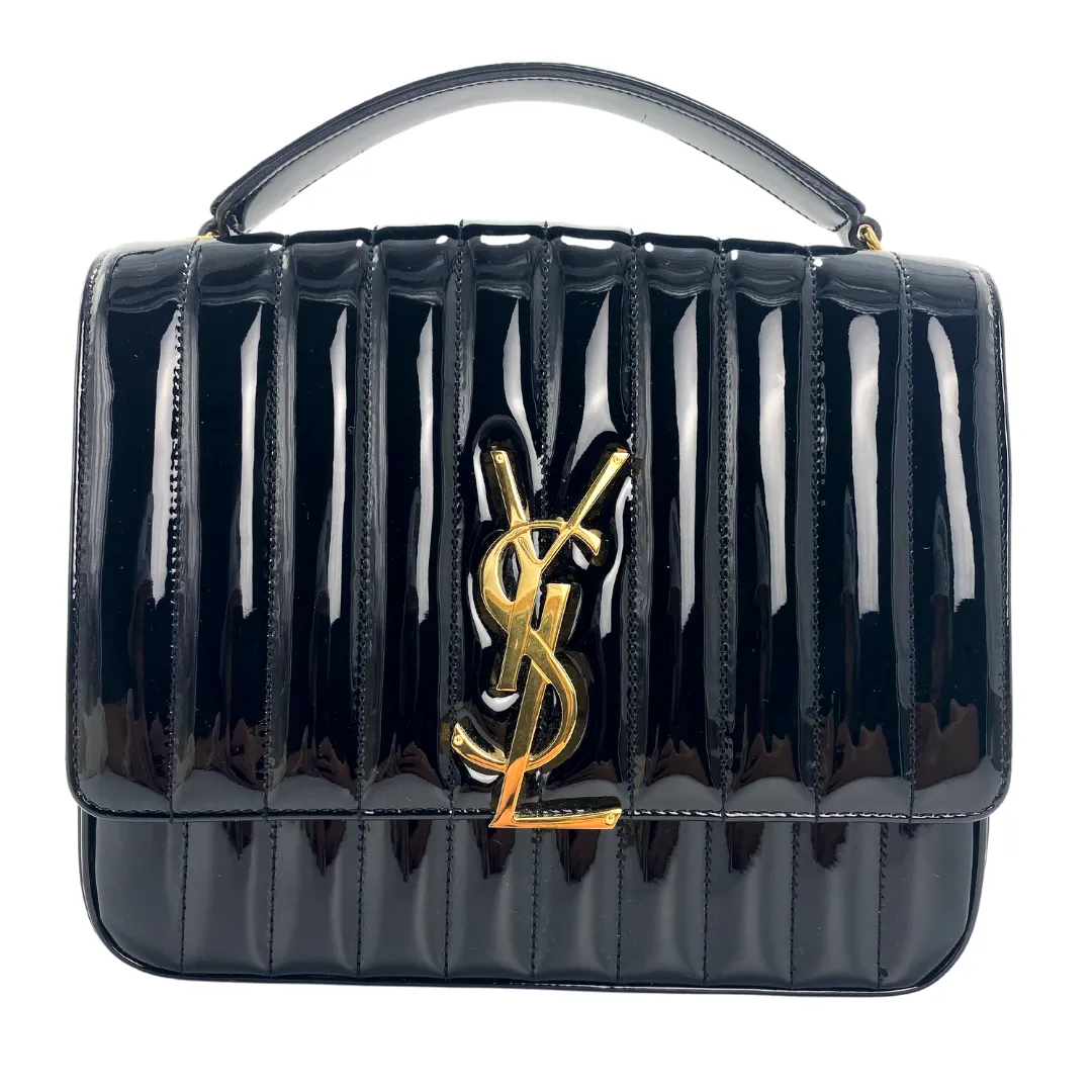 Saint Laurent Large Vicky Matelassé Patent Leather Shoulder Bag