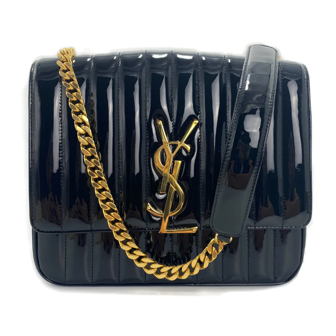 Saint Laurent Large Vicky Matelassé Patent Leather Shoulder Bag