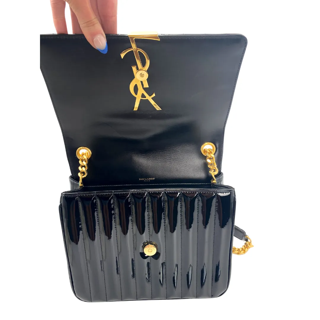 Saint Laurent Large Vicky Matelassé Patent Leather Shoulder Bag