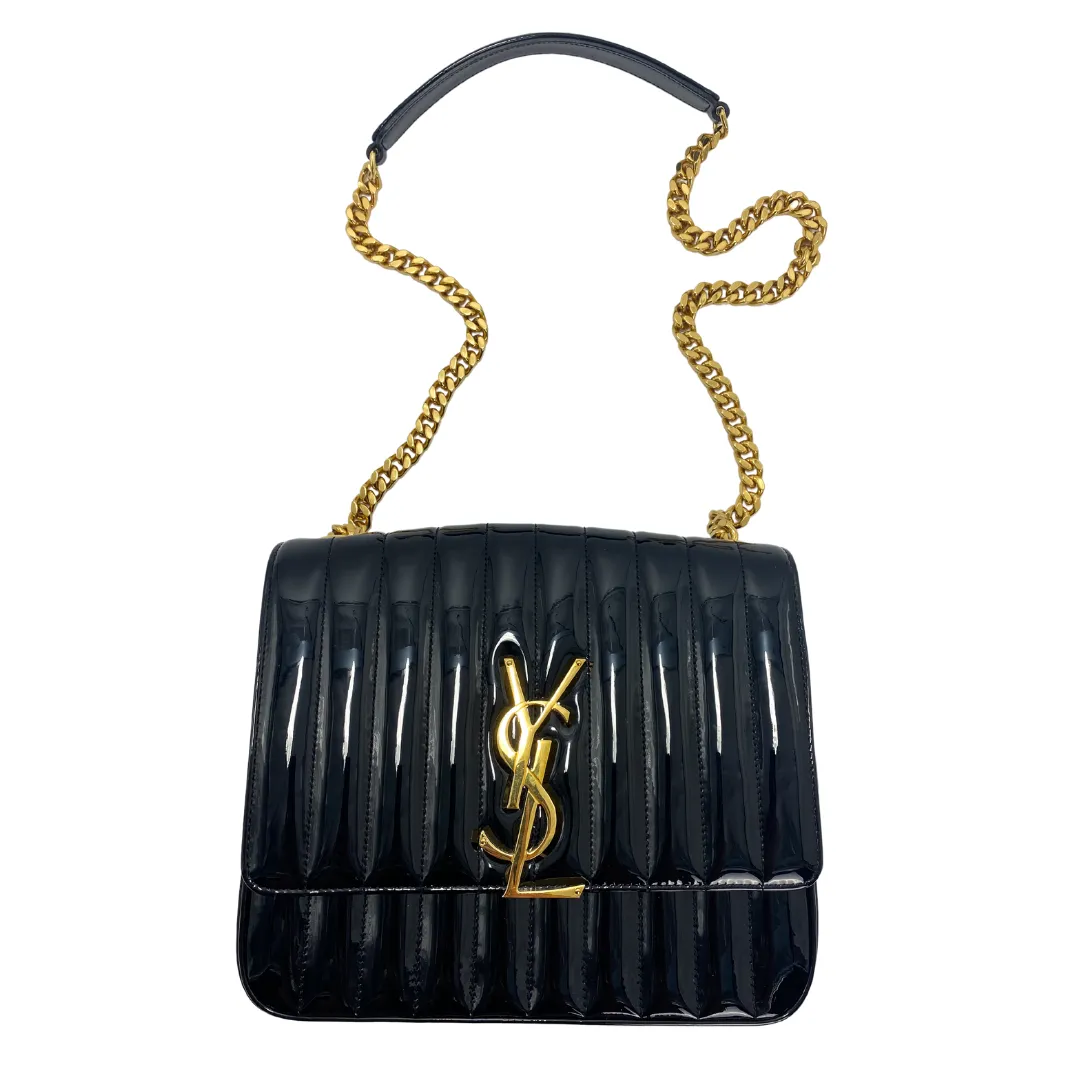 Saint Laurent Large Vicky Matelassé Patent Leather Shoulder Bag