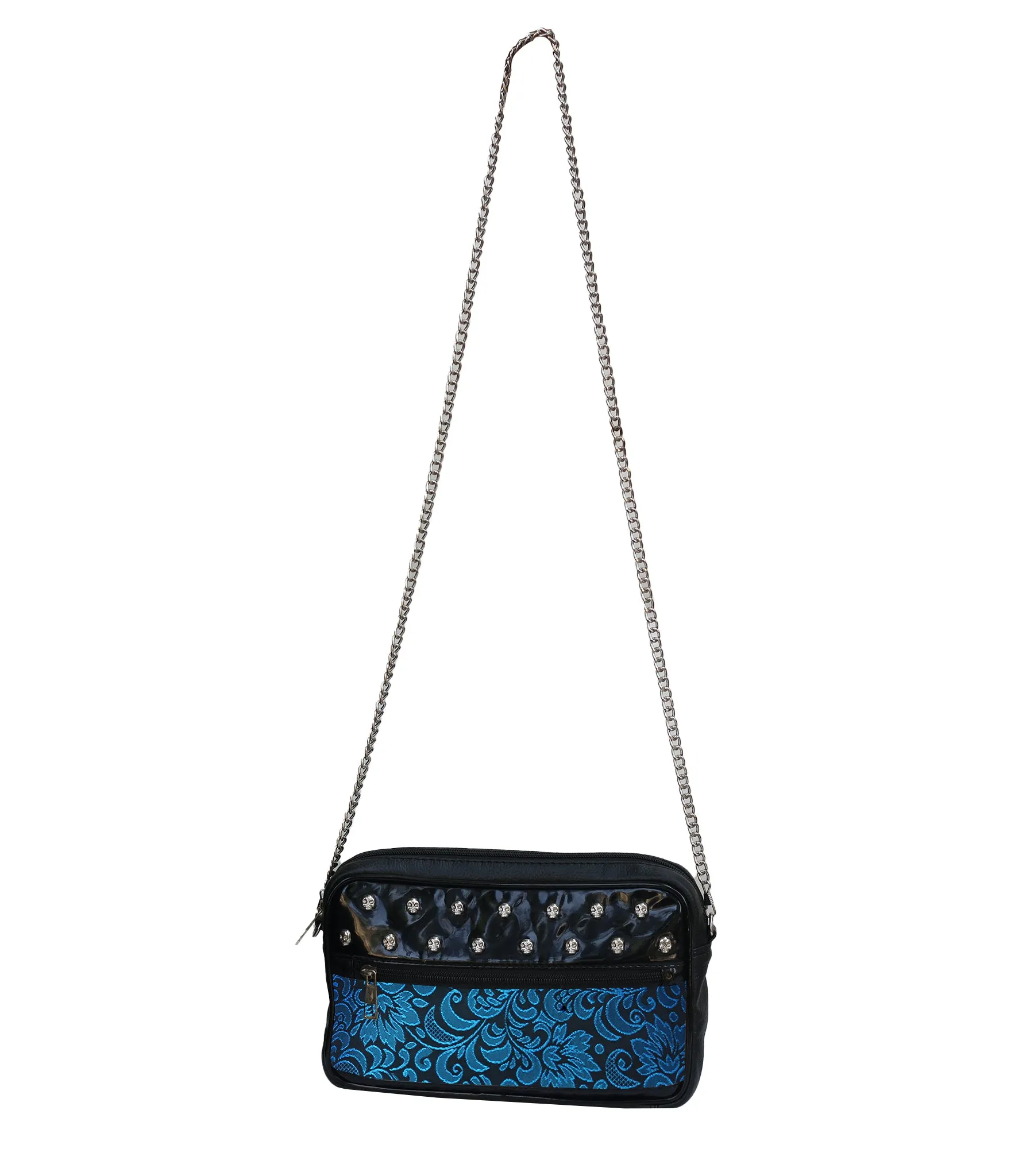 Skull studded Brocade Sling Bag