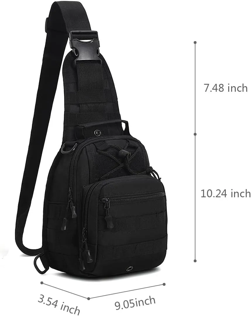 Tactical Backpack, Waterproof Military Cross-body Molle Sling Shoulder Backpack Chest Bag for Outdoor Every Day Carry Black