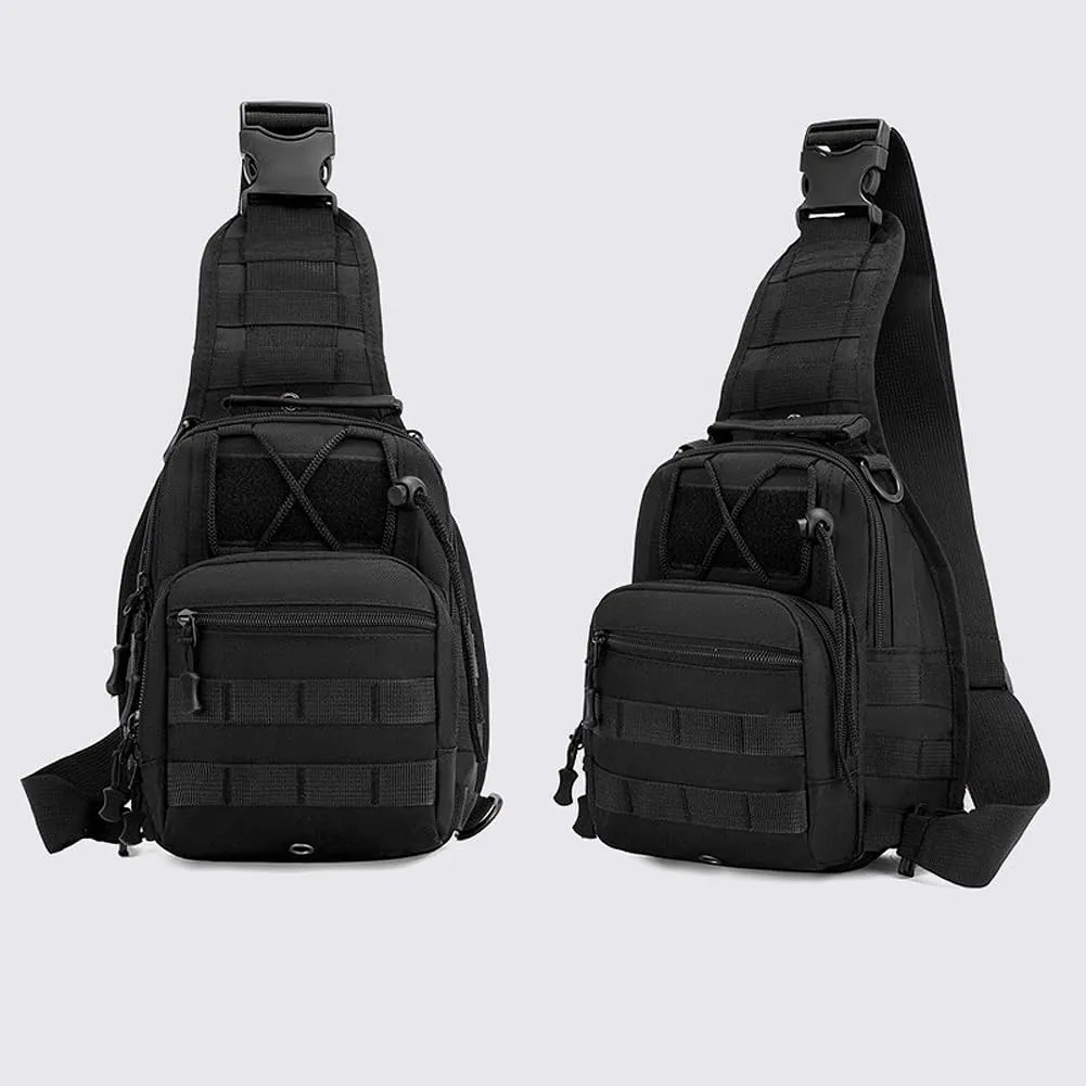 Tactical Backpack, Waterproof Military Cross-body Molle Sling Shoulder Backpack Chest Bag for Outdoor Every Day Carry Black