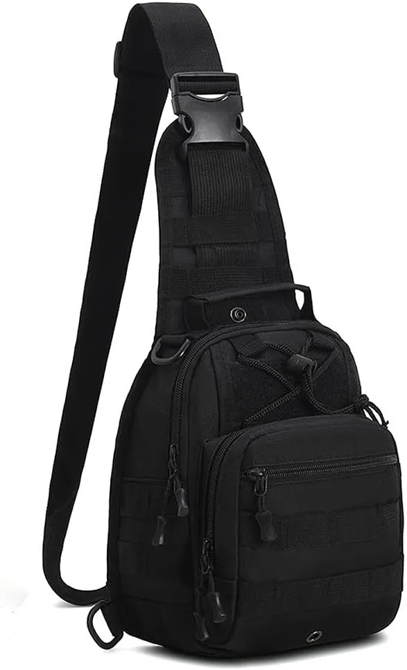 Tactical Backpack, Waterproof Military Cross-body Molle Sling Shoulder Backpack Chest Bag for Outdoor Every Day Carry Black