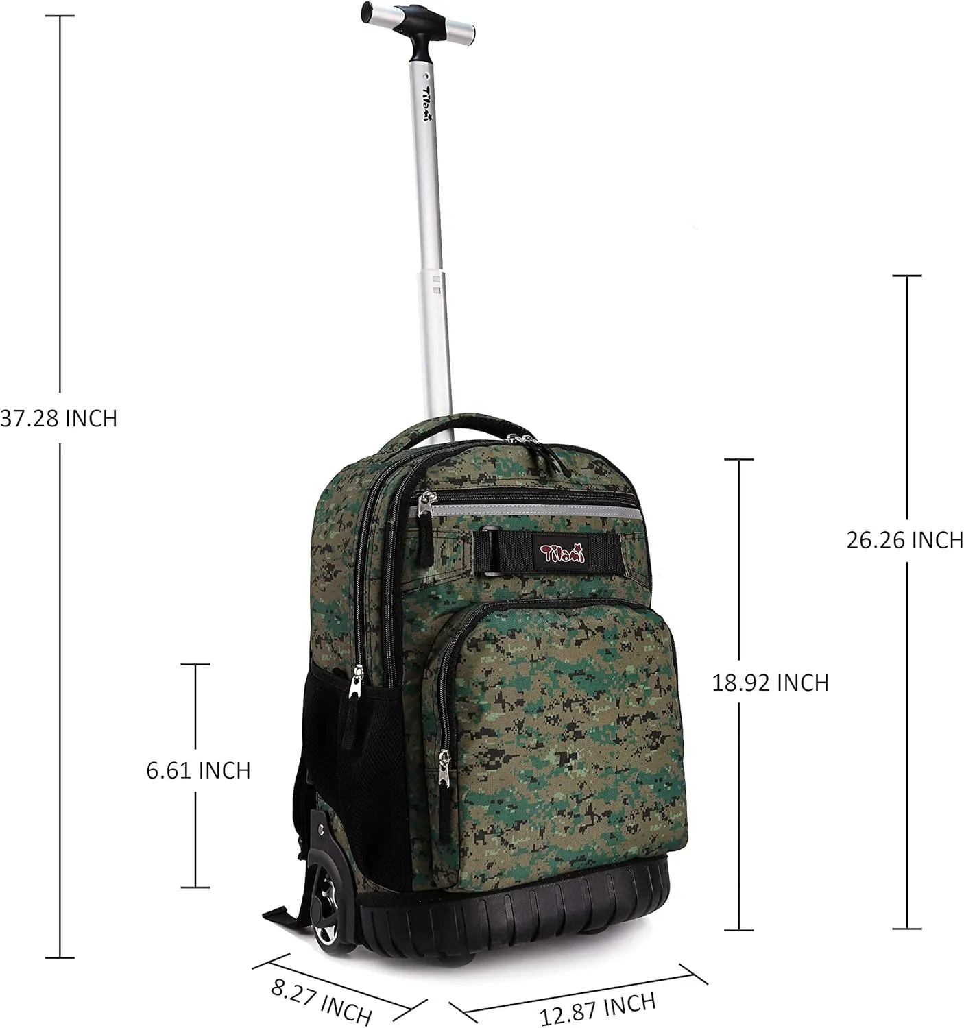 Tilami Rolling Backpack 18 inch Wheeled Backpack School College Student Travel Trip Boys and Girls