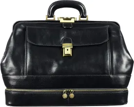 Time Resistance Leather Doctor Bag - Italian Handmade Medical Bag - Vintage Style Handbag - Real Leather Briefcase
