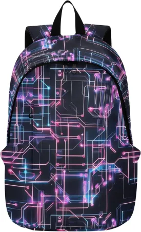 Travel Backpack for Women Men Laptop Bag Work Fashion Daypack Purple Circuit Board Large Lightweight Outdoor Casual