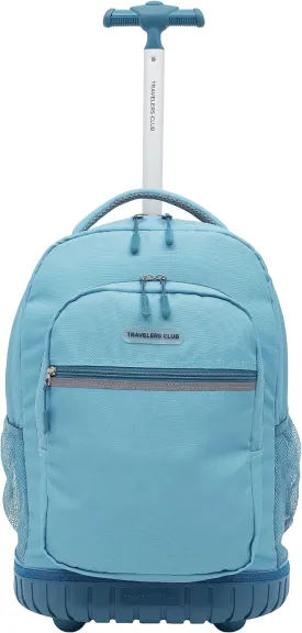 Travelers Club Rolling Backpack, Aqua, 18 Inch