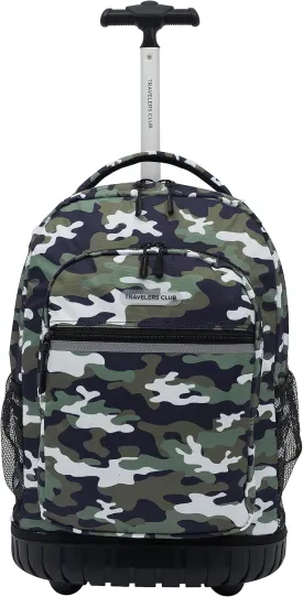 Travelers Club Rolling Backpack, Camo, 18 Inch