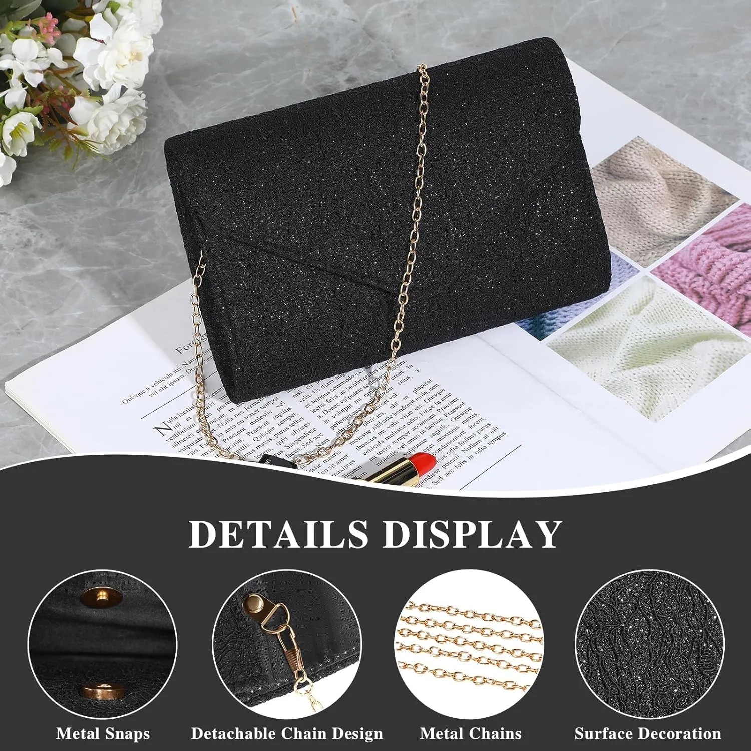 UBORSE Evening Bag Lace Clutch Purse for Women Formal Elegant Envelope Wedding Party Cocktail Crossbody Shoulder Bag