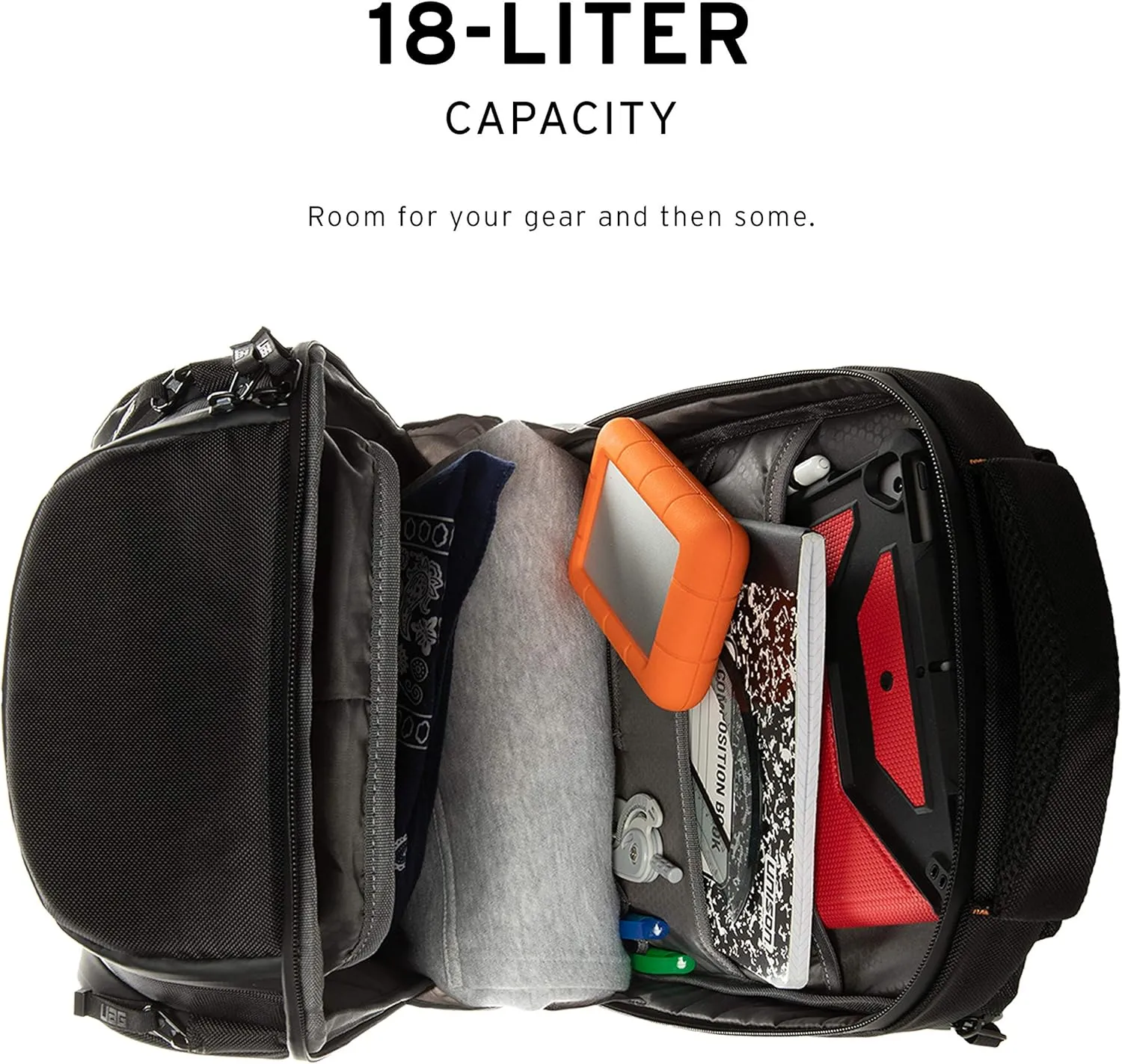 URBAN ARMOR GEAR UAG 18-Liter Backpack Lightweight Tough Weather Resistant Padded Laptop Backpack, fits up to 13-inch, Standard Issue Black