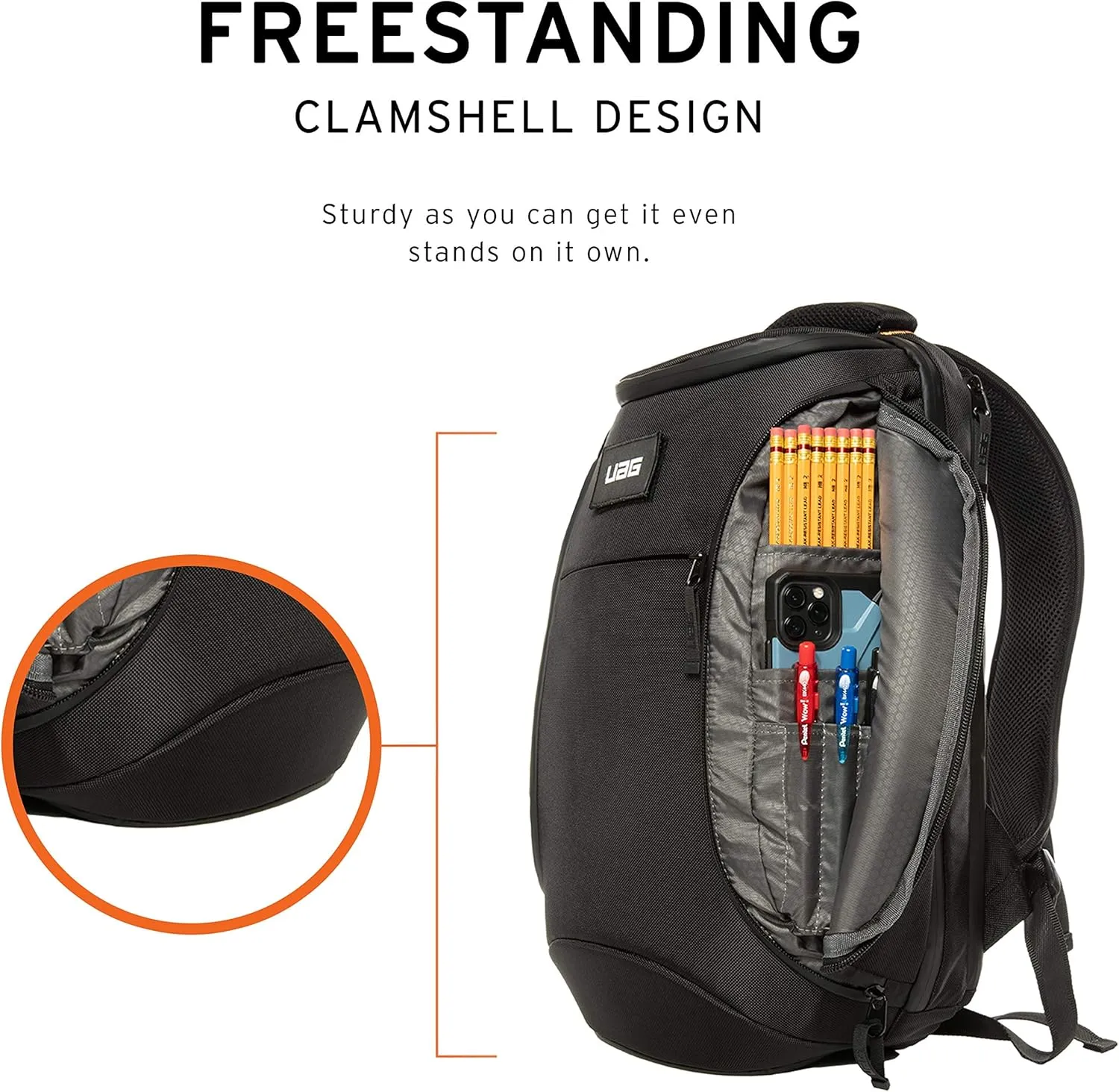 URBAN ARMOR GEAR UAG 18-Liter Backpack Lightweight Tough Weather Resistant Padded Laptop Backpack, fits up to 13-inch, Standard Issue Black