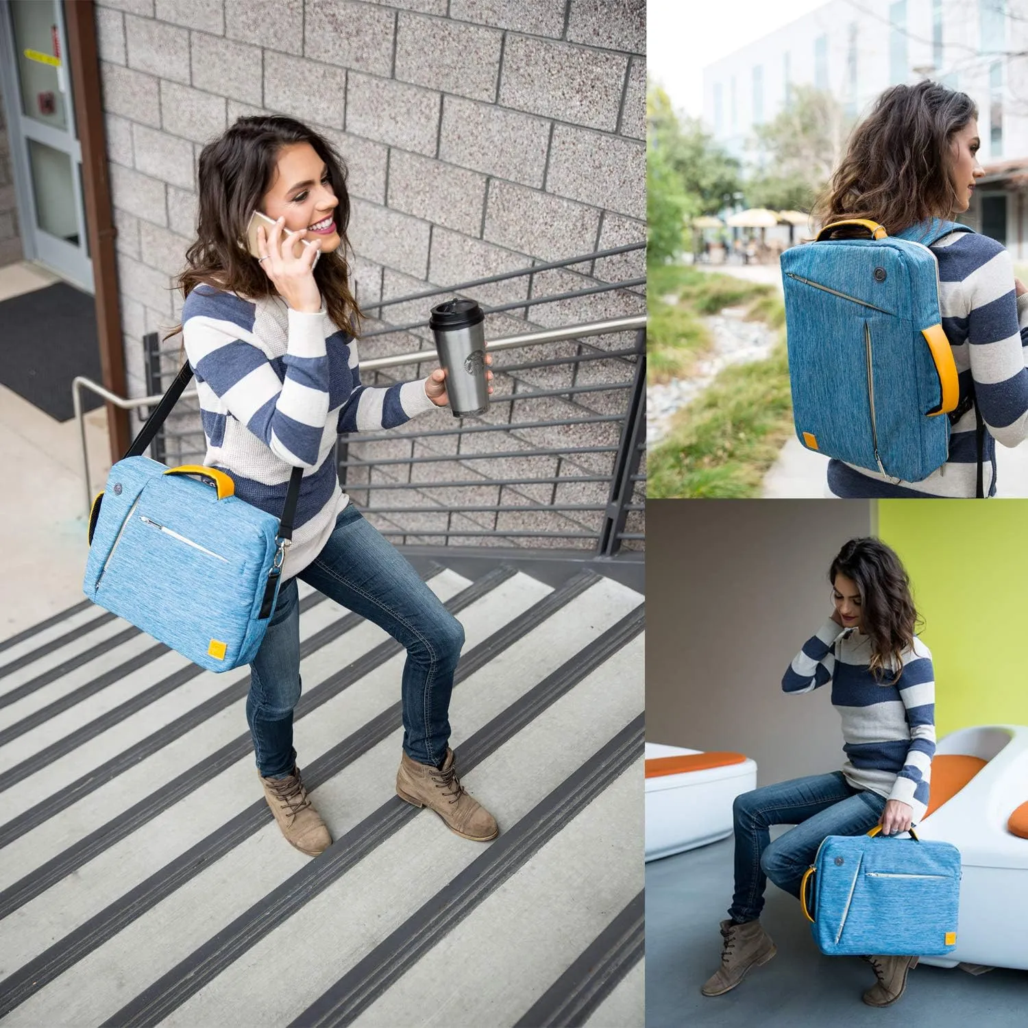 Vangoddy Slate 3-in-1 Universal 13.3 13-inch Covertible Laptop Messenger Shoulder Bag (Blue)