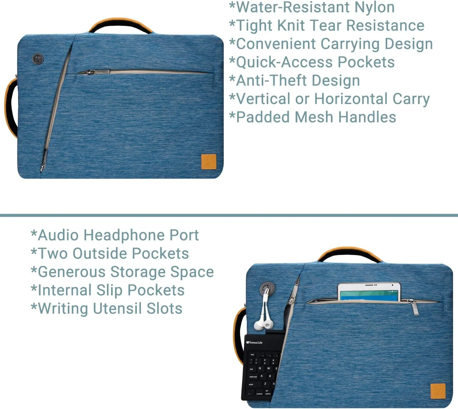 Vangoddy Slate 3-in-1 Universal 13.3 13-inch Covertible Laptop Messenger Shoulder Bag (Blue)