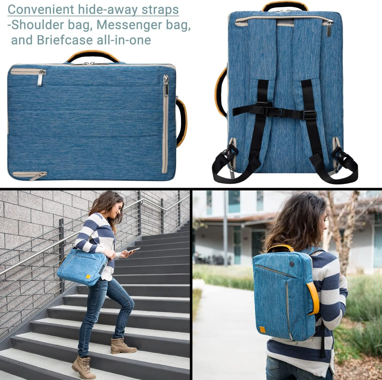 Vangoddy Slate 3-in-1 Universal 13.3 13-inch Covertible Laptop Messenger Shoulder Bag (Blue)