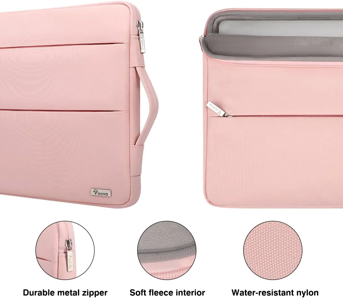 Voova 15.6-16 Inch Laptop Sleeve Carrying Case, Waterproof Computer Bag Cover Compatible with MacBook Pro 16 M3 M2 M1 Pro/Max 2023-2019, Dell XPS 15,15-16 Inch HP Lenovo Acer Asus Chromebook, Pink