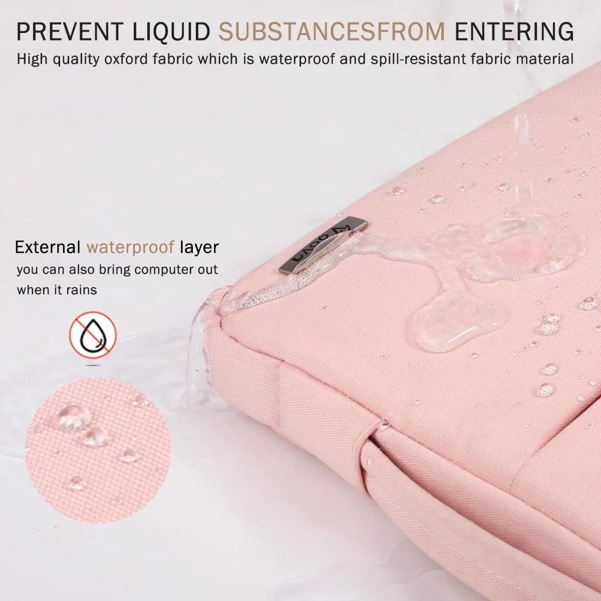 Voova 15.6-16 Inch Laptop Sleeve Carrying Case, Waterproof Computer Bag Cover Compatible with MacBook Pro 16 M3 M2 M1 Pro/Max 2023-2019, Dell XPS 15,15-16 Inch HP Lenovo Acer Asus Chromebook, Pink