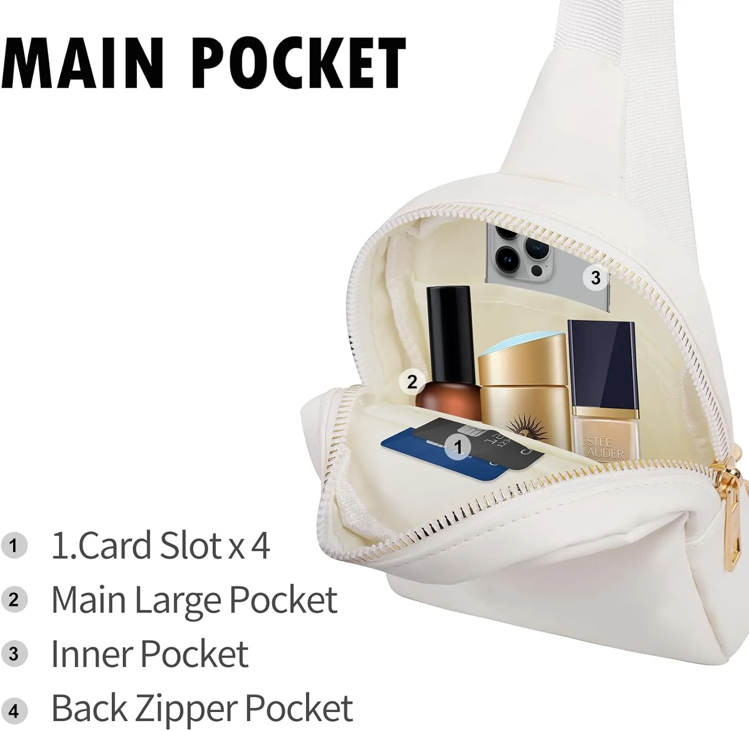 VOROLO Sling Bag Crossbody Bag For Women and Men Small Leather Cross Body bag with Ajustable Strap Beige 01 PU