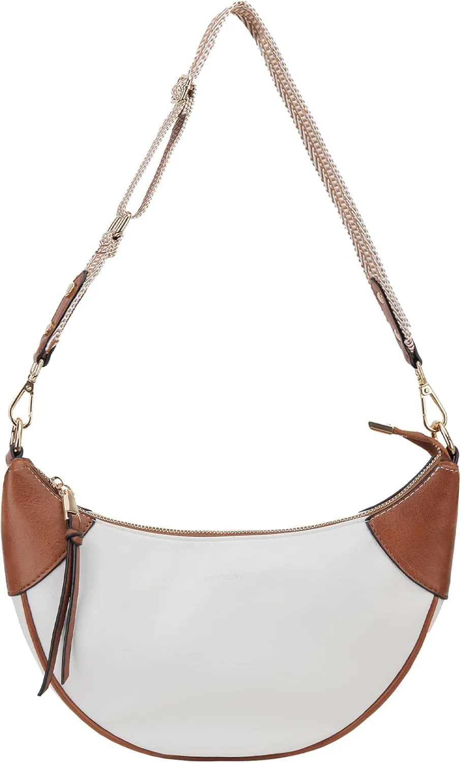 VX VONXURY Shoulder Bag for Women, Small Faux Leather Crescent Crossbody Purse with Zipper Closure, Fashion Underarm Handbag