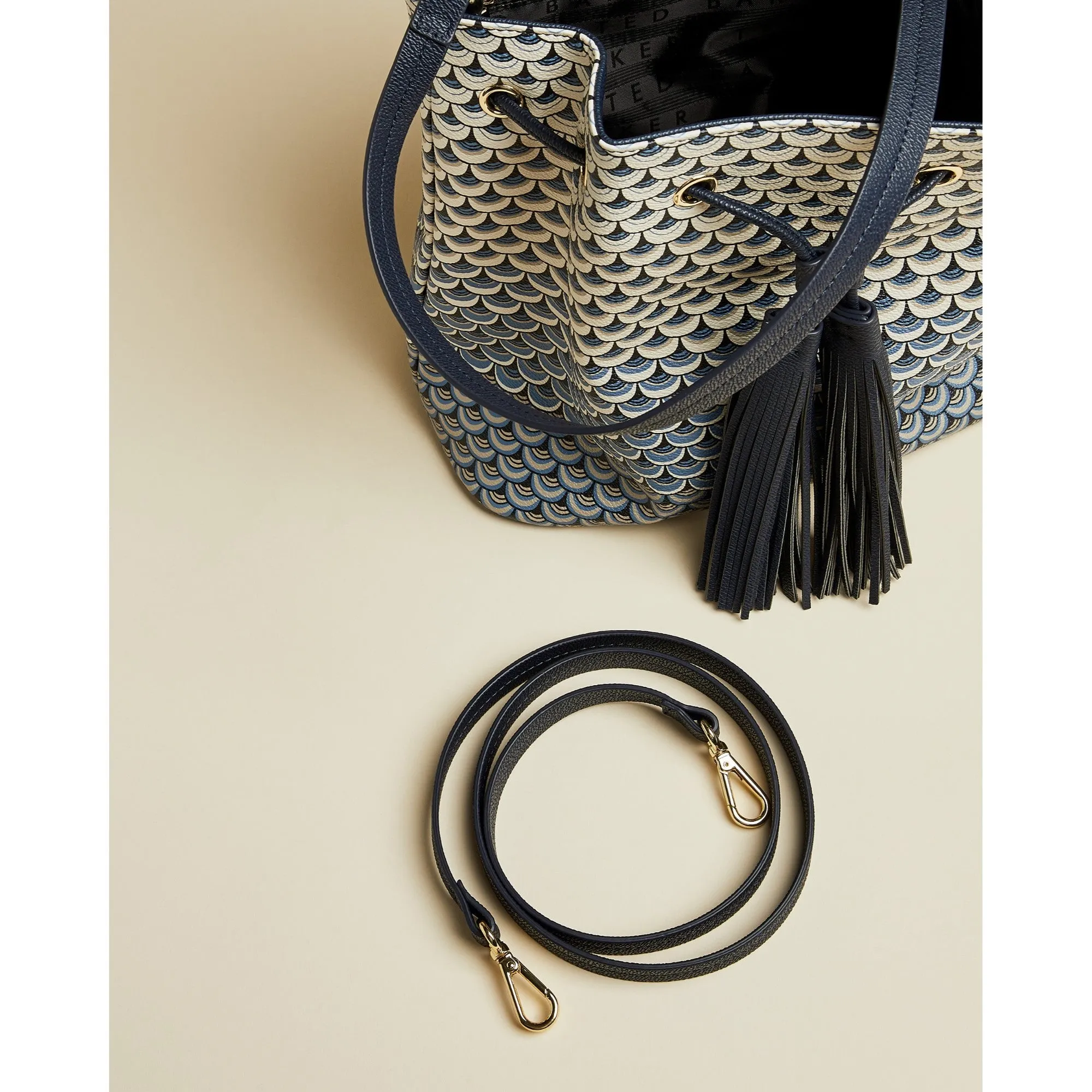 Women Bevley-Masquerade Non-Leather Drawstring Bucket Bag - Navy