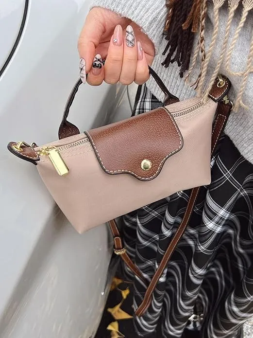 Women'S Fashion Colorblock Mini Crossbody Bag, Solid Color Square Wallet With Adjustable Shoulder Strap,Elegant Handbag